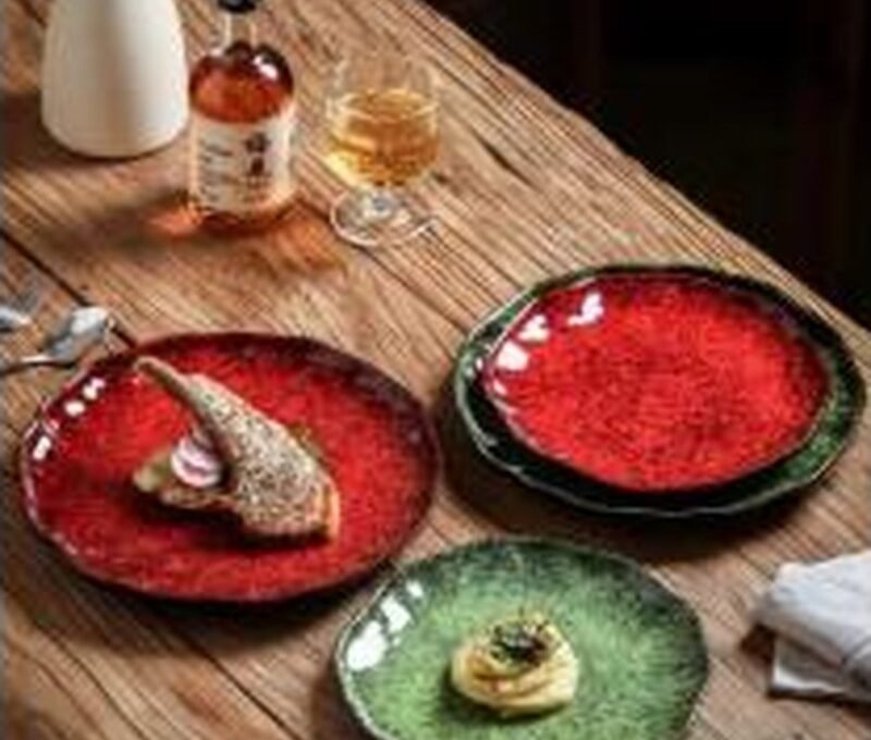 Platos aperitivos negro y rojo - producto de cerámica al mayoreo